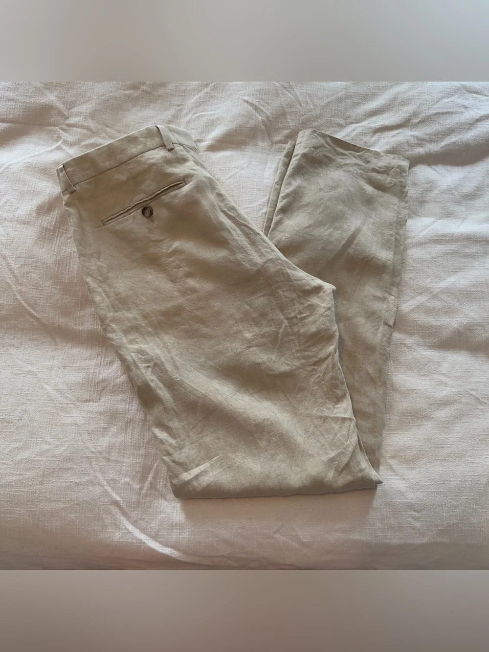 Sandro Paris Beige Linen Blend Tailored Pants 36x31